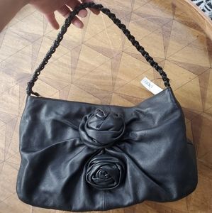 New DKNY Nappa Rose Black Leather Bag.